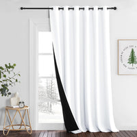 1 x RAW Customer Returns PONY DANCE Thick and heavy curtains against heat partition room divider curtain 1 piece H 245 x W 200 cm double-layer thermal curtain with eyelets extra wide curtains white opaque - RRP €44.14