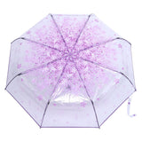 1 x RAW Customer Returns Transparent Umbrella with Flowers, Small Children s Umbrellas Little Girls Women Rain Umbrella with Sakura Pattern Flowers Lightweight Transparent Windproof Travel Umbrella Diameter 93 cm Light Purple  - RRP €19.59