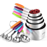 1 x RAW Customer Returns Measuring cups U-Taste 18 8 stainless steel measuring cups and measuring spoons set of 10, handle with improved thickness, American multi-colored  - RRP €29.23