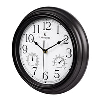 1 x RAW Customer Returns Lafocuse Black Grey Wall Clock with Temperature and Humidity Display, Vintage Wall Clock Without Ticking Noise for Kitchen Living Room Bedroom 30cm - RRP €23.88