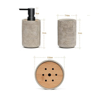 1 x RAW Customer Returns Creativefine retro bathroom accessory set with relief pattern, 3-piece bathroom accessory set including soap dispenser, soap dish and toothbrush holder, lacquered, grey - RRP €24.99