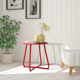 1 x RAW Customer Returns Fokebel side table, small metal side table, round garden side table, couch table coffee table with adjustable table legs red, 45x45H cm  - RRP €38.99