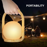 1 x Brand New POWERBEAUTY wireless table lamp Rechargeable outdoor Designer table lamp Dimmable Indoor and outdoor IP44 waterproof Modern hotel restaurant wooden handle - RRP €19.2