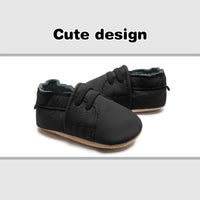 1 x RAW Customer Returns HMIYA Soft Leather Crawling Shoes Baby Shoes First Walker Shoes with Suede Soles for Boys and Girls 0-6 Months 6-12 Months 12-18 Months 18-24 Months 18-24 Months Black  - RRP €20.87