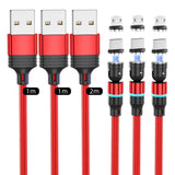 1 x RAW Customer Returns Magnetic charging cable 3A fast charging data synchronization 360 180 magnet cable 2 in 1 magnetic USB cable compatible with all Android Micro USB, Type C USB C smartphone 1m 1m 2m, 3 pieces  - RRP €19.1