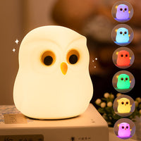 1 x RAW Customer Returns WLHONG Owl Night Light Children, Kawaii Night Light Baby, USB Silicone Nursing Light Dimmable Touch Charging, LED Color Changing Sleeping Light Children s Room Decoration Birthday Gift Owl  - RRP €18.14