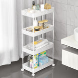 1 x RAW Customer Returns SPACEKEEPER 4 Tier Niche Shelf on Wheels for Laundry Bathroom with 6 Hooks and 2 Bins White - RRP €28.15