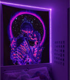 3 x Brand New Tokusyou Blacklight Skeleton Tapestry UV Reactive Wall Hanging Hippie Trippy Psychedelic Kiss Skull Tapestry Dark Galaxies Aesthetic Wall Decoration for Living Room Bedroom, 130x150cm - RRP €72.0