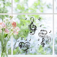 1 x RAW Customer Returns CRASPIRE Musical Notes Wall Stickers PVC Waterproof Self Adhesive Piano Guitar Heart Rectangular 8 Sheets 8 Styles Removable for Window Staircase Home Decor Bedroom - RRP €20.4