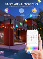 1 x RAW Customer Returns Gaoxun Smart RGBW Outdoor Fairy Lights 15m, 15 LED Outdoor S14 Bulbs, IP65 Waterproof, App Control, 40 Scene Modes, Music Sync, Timmer, Dimmable Warm White for Garden Patio Wedding Party - RRP €49.98