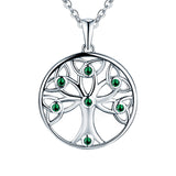 1 x Brand New JO WISDOM Necklace Tree of Life, chain pendant silver 925 knot tree of life pendant necklace with 3A zirconia May birthstone emerald color, women s jewelry, jewelry for women - RRP €51.89