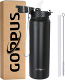 1 x RAW Customer Returns GOPPUS 1L 32oz Thermos Bottle with Straw Double Layer Stainless Steel Drinking Bottle 1 Liter Insulated Bottle Leak-Proof Sports Water Bottle Carbonated Water Bottle Drinking Bottles BPA-Free Water Bottle - RRP €19.49