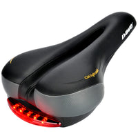 1 x RAW Customer Returns DAWAY C66 Comfortable Bicycle Saddle - MTB Road Bike Saddle Black for Men Women Children, PVC Leather, with Rear Light, Fits Mountain Bike, Most Bicycles, Waterproof, Soft - RRP €38.99