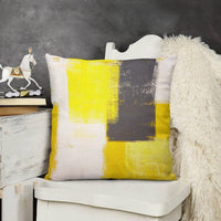 1 x Brand New Enafad Cushion Cover 45x45 Polyester Embroidery Set of 2 Cushion Covers Decoration for Pillow Sofa Super Soft Anti-Mite Pillowcase with Concealed Zip Fully Washable Abstract Yellow - RRP €14.0