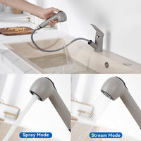 1 x RAW Customer Returns Kitchen faucet extendable, Auralum kitchen faucet with extendable shower, kitchen mixer tap with 2 jet types, 360 swivel kitchen faucet, high pressure kitchen sink faucet, granite gray - RRP €40.33