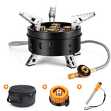 1 x RAW Customer Returns Odoland Camping Stove 11000W Gas Stove with Adapter and Foldable Aluminum Gas Camping Stove for Screw Cartridge Gas Burner Foldable Camping Stove for Hiking Picnic Outdoor Gold - RRP €49.99