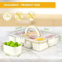 1 x RAW Customer Returns GoMaihe With compartments SnackBox snack bowl with lid and handle, ideal for transporting snacks, fruit, nuts for picnics, family gatherings and snack plates in the couch bar. Not suitable for dishwashers - RRP €18.53