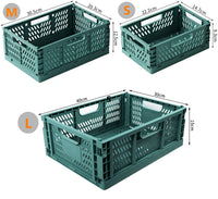 1 x RAW Customer Returns Spesh 2 pieces folding box, plastic folding basket, foldable storage basket made of plastic, sturdy folding boxes for kitchen, bedroom, study blue dark green, 22 x 15 x 9 cm  - RRP €15.23