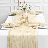 1 x RAW Customer Returns Teruntrue 4 Pieces Cheesecloth Table Runner Cream Cheesecloth Table Runner, Rustic Gauze Table Runner Romantic Semi-Transparent Fabric Tablecloth Table Runner Boho for Wedding Kitchen Cream, 400cm  - RRP €25.64