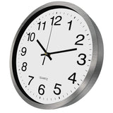 1 x RAW Customer Returns Outpicker Modern Wall Clock, Metal, 30cm, Silent, Quartz Wall Clock for Home Kitchen Office Silver White  - RRP €25.99