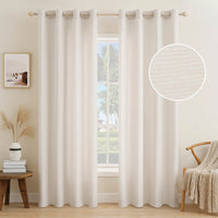 1 x RAW Customer Returns MIULEE Curtain Opaque Curtains Curtains with Eyelets Thermal Curtain Eyelet Curtain Decorative Curtain Slub Linen Window Curtain for Living Room Bedroom Set of 2 140 x 225cm W x H Vanilla - RRP €41.99