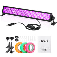 1 x RAW Customer Returns Anpro 72W Black Light Bar, 48 LED Black Light with Fluorescent Strips, 360 Adjustable UV Black Light with 120 Beam Angle, 4.5ft Power Cord, 385-400nm Wavelength, with Switch - RRP €29.23