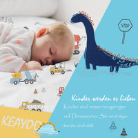 1 x RAW Customer Returns Children s bed linen 100 x 135 boys girls 100 cotton zipper dinosaur colorful baby bed linen dino children s bed linen set - RRP €21.67