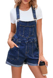 1 x RAW Customer Returns Sovoyontee Women s Jean Shortalls Classic Adjustable Straps Denim Bib Overalls Shorts Rompers Summer Jumpsuits Blue L - RRP €43.99