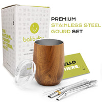 1 x RAW Customer Returns BALIBETOV Argentine Mate - Yerba Mate Set Mate Cup - Double Walled 18 8 Stainless Steel - Includes Two Mate Bombillas and a Cleaning Brush - Authentic Argentine Mate Set - RRP €21.99