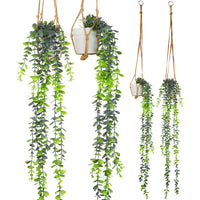 1 x RAW Customer Returns Rescien 2 Pack Artificial Plants Hanging with 2 Macrame Hanging Baskets, Artificial Hanging Plants Artificial Plant Eucalyptus Leaves 81cm Long with Pots for Indoor Outdoor Bathroom Garden Decoration - RRP €22.16