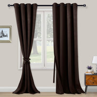 1 x RAW Customer Returns XWZO Opaque curtains, blackout curtains with eyelets, 2 pieces curtains with tiebacks, opaque curtains for bedroom, living room, office, 245 x 140 cm, brown - RRP €43.99