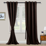 1 x RAW Customer Returns XWZO Opaque curtains, blackout curtains with eyelets, 2 pieces curtains with tiebacks, opaque curtains for bedroom, living room, office, 245 x 140 cm, brown - RRP €43.99