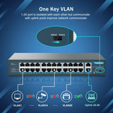 1 x RAW Customer Returns YuanLey 26 Port PoE Switch, 24 PoE Port 100Mbps, 2 Uplink Gigabit, 802.3af at 400W, Unmanaged Plug and Play for Rackmount - RRP €130.97