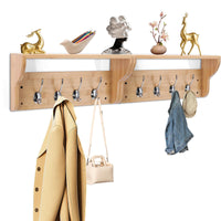 3 x Brand New Akloya Set of 2 Coat Hooks with Wall Shelf, Wall Mounted Coat Rack, Wall Hanging Shelf with 4 Double Metal Hooks for Bathroom, Bedroom, Kitchen, Living Room, Mudroom - RRP €80.97