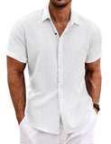 1 x RAW Customer Returns COOFANDY Linen Shirts Men Summer Short Sleeve Casual Shirt Button Down Shirts Beach Wedding Linen Shirt White XL - RRP €33.99