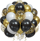 28 x Brand New 60 pieces black gold balloon, 12 inch helium balloons, balloons birthday, wedding for decoration birthday - RRP €225.4