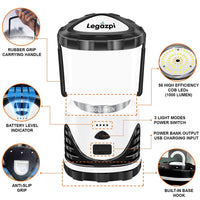 1 x Brand New Legazpi Rechargeable Camping Light, 1000 Lumens Camping Lantern, LED Display 6000mAh Portable Power Bank, 3 Light Modes, Camping Accessories, Outdoor Camping Lights for Tent, Power Outages and More - RRP €40.94