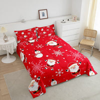 1 x Brand New Homewish Christmas Bedding 135x200 Cute Santa Claus Snowman Duvet Cover for Kids Boys Girls White Snowflakes Comforter Set Xmas Red Luxury Down Duvet New Year Gift - RRP €20.4