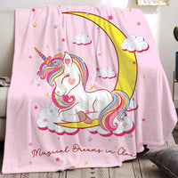 1 x Brand New PQCXXA Cuddly Blanket for Children Girls Unicorn Flannel Fleece Blanket Girls Fluffy Cuddly Blanket Unicorn Pink Cartoon Soft Flannel Blankets for Girls Gifts Rainbow, 130 x 150 cm  - RRP €20.4