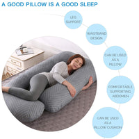 1 x RAW Customer Returns SHANNA Pregnancy pillow for sleeping, breastfeeding and pregnancy pillow, large U-shaped and maternity support with replaceable and washable cotton cover Striped Grey  - RRP €44.7