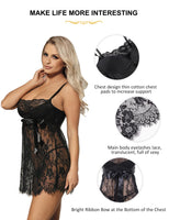 2 x Brand New comeondear Women s Sexy Babydoll Lace Negligee Nightgown Night Dress Adjustable Straps Dressing Gown Backless Lingerie with G-String Plus Size Black,XS-S  - RRP €39.44