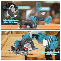 1 x RAW Customer Returns Brushless mini circular saw, hand-held circular saw for Makita 18 V Li-Ion battery with 3 saw blades, can cut diagonally 6000RM min multifunctional saw for woodworking without battery  - RRP €98.98