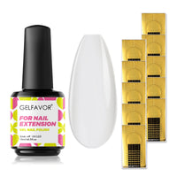 4 x Brand New Gelfavor 5 in 1 building gel for gel nails white 15ml UV LED builder strengthening gel white color for strong nail tips, shape, structure and build extensions with 10pc nail form for nail art - RRP €72.0