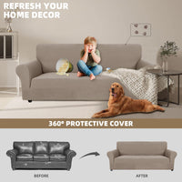 1 x RAW Customer Returns Ystyle 2-Seater Sofa Cover with Armrests, Stretch Anti-Scratch Sofa Cover for Cats and Dogs, Modern Universal Sofa Covers, Elastic Anti-Slip Stain-Resistant Armchair Cover, Sand - RRP €32.47