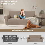 1 x RAW Customer Returns Ystyle 2-Seater Sofa Cover with Armrests, Stretch Anti-Scratch Sofa Cover for Cats and Dogs, Modern Universal Sofa Covers, Elastic Anti-Slip Stain-Resistant Armchair Cover, Sand - RRP €32.47