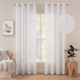 1 x RAW Customer Returns MIULEE Sheer Curtains Polyester Linen with Eyelets Modern Bedroom Curtains Window Living Room Bedroom Dining Room Kitchen 140 x 160 cm Pure White - RRP €24.99