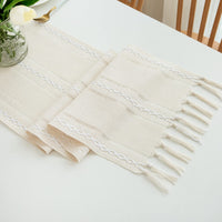 1 x RAW Customer Returns CHUQING table runner beige cream macrame table runner country house style boho table runner 210 x 33 cm, beige - RRP €21.99