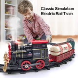 1 x RAW Customer Returns Beyiudefu Train Christmas Tree Electric Train for Children Classic Steam Locomotive Railway Car Toy for Children - RRP €25.78