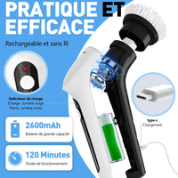 1 x RAW Customer Returns Electric Cleaning Brush, IPX8 Waterproof Homtronics Rotating Electric Brush Cleaning Brush Bathroom Cordless with Adjustable Handle and 9 Brush Heads for Floor, Car, - RRP €20.4