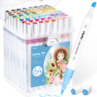 1 x RAW Customer Returns Ohuhu Water Based Markers, 63 1 Colors Dual Tip Felt Tip Pens Set for Adult Artists for Comics Sketching Calligraphy Drawing, Odorless Easy to Clean - RRP €25.33